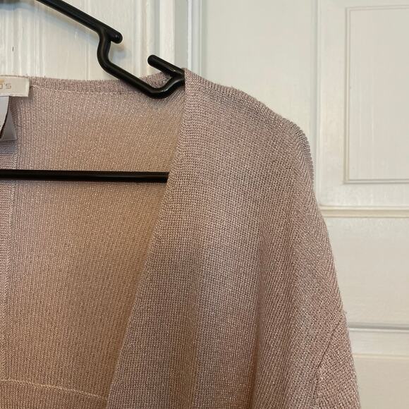 Chicos Beige Metallic Sparkle Open Cardigan size 2 Good condition - Picture 5 of 8